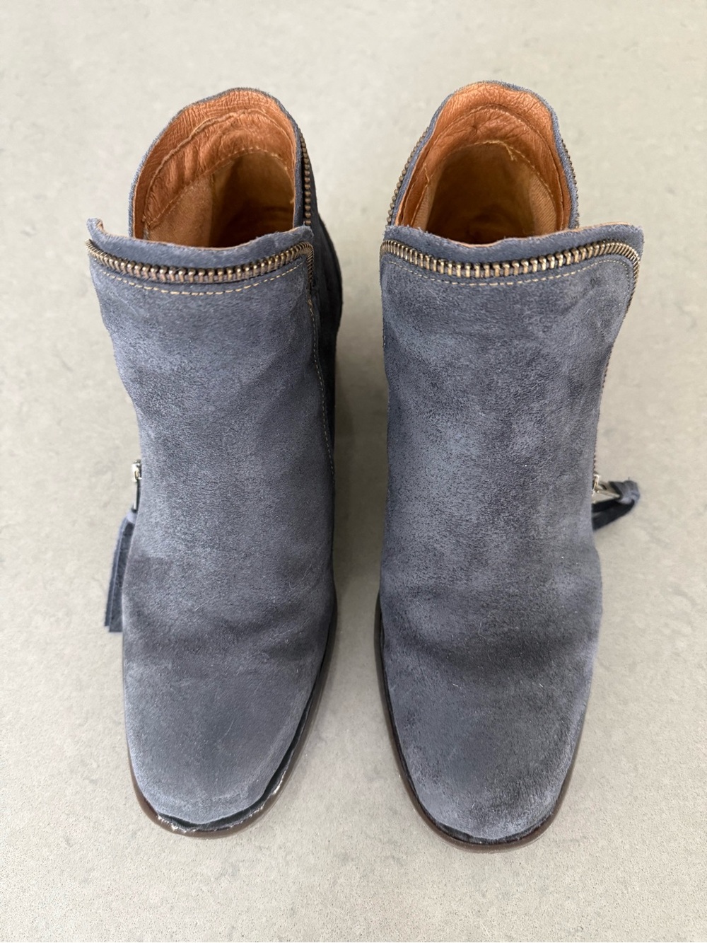 Born Vintage Blue Suede Ankle Booties with Side Zip Size 8 - Picture 2 of 10